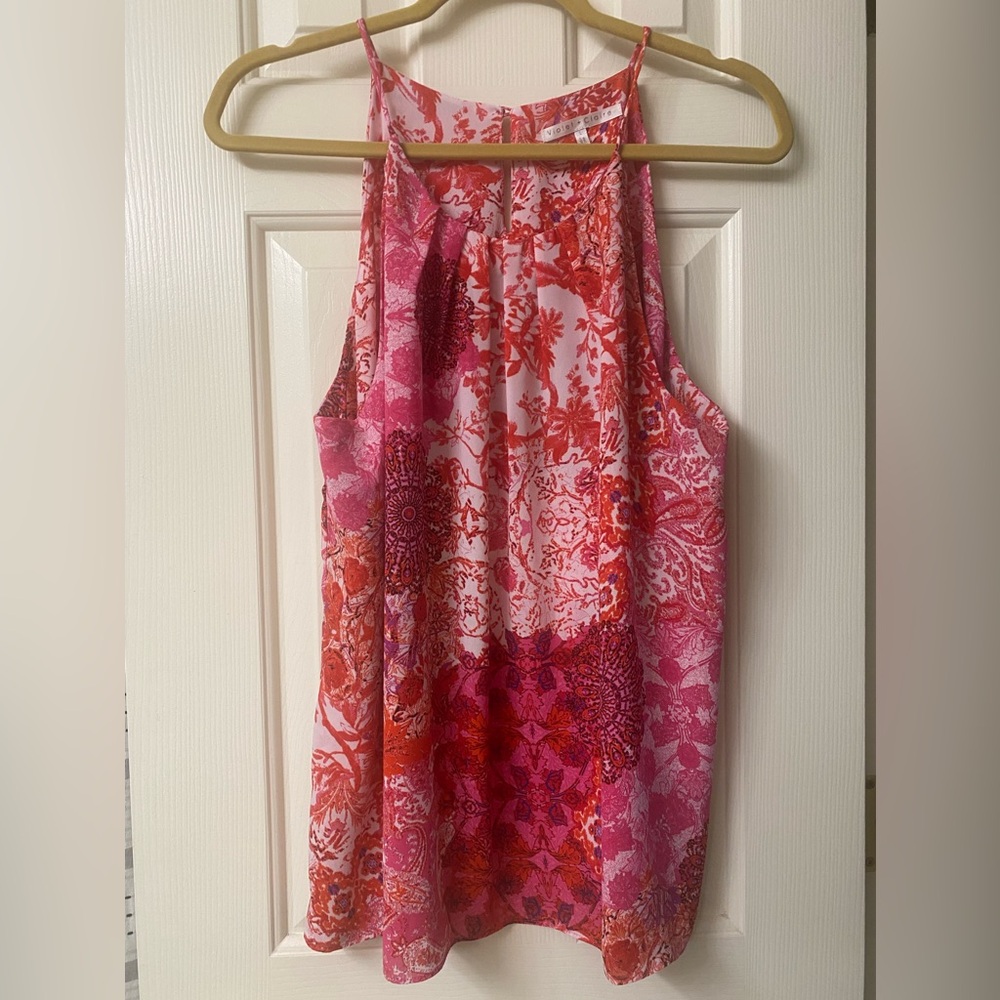 Violet + Claire Pink Floral Spaghetti Strap Tank Top Size Large